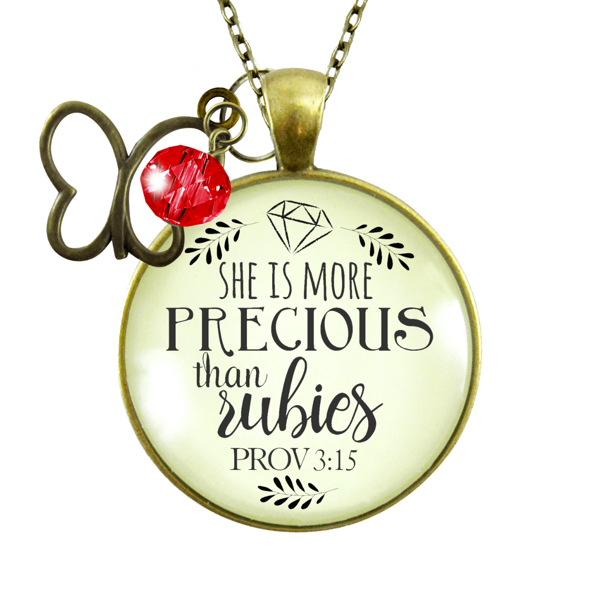 She More Precious Rubies Necklace Fashion Faith Inspire Jewelry Cherished Woman 36" - Gutsy Goodness Handmade Jewelry;She More Precious Rubies Necklace Fashion Faith Inspire Jewelry Cherished Woman 36" - Gutsy Goodness Handmade Jewelry Gifts
