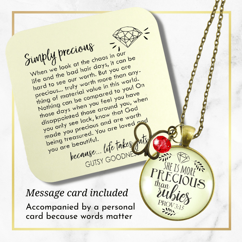 She More Precious Rubies Necklace Fashion Faith Inspire Jewelry Cherished Woman 36" - Gutsy Goodness Handmade Jewelry;She More Precious Rubies Necklace Fashion Faith Inspire Jewelry Cherished Woman 36" - Gutsy Goodness Handmade Jewelry Gifts