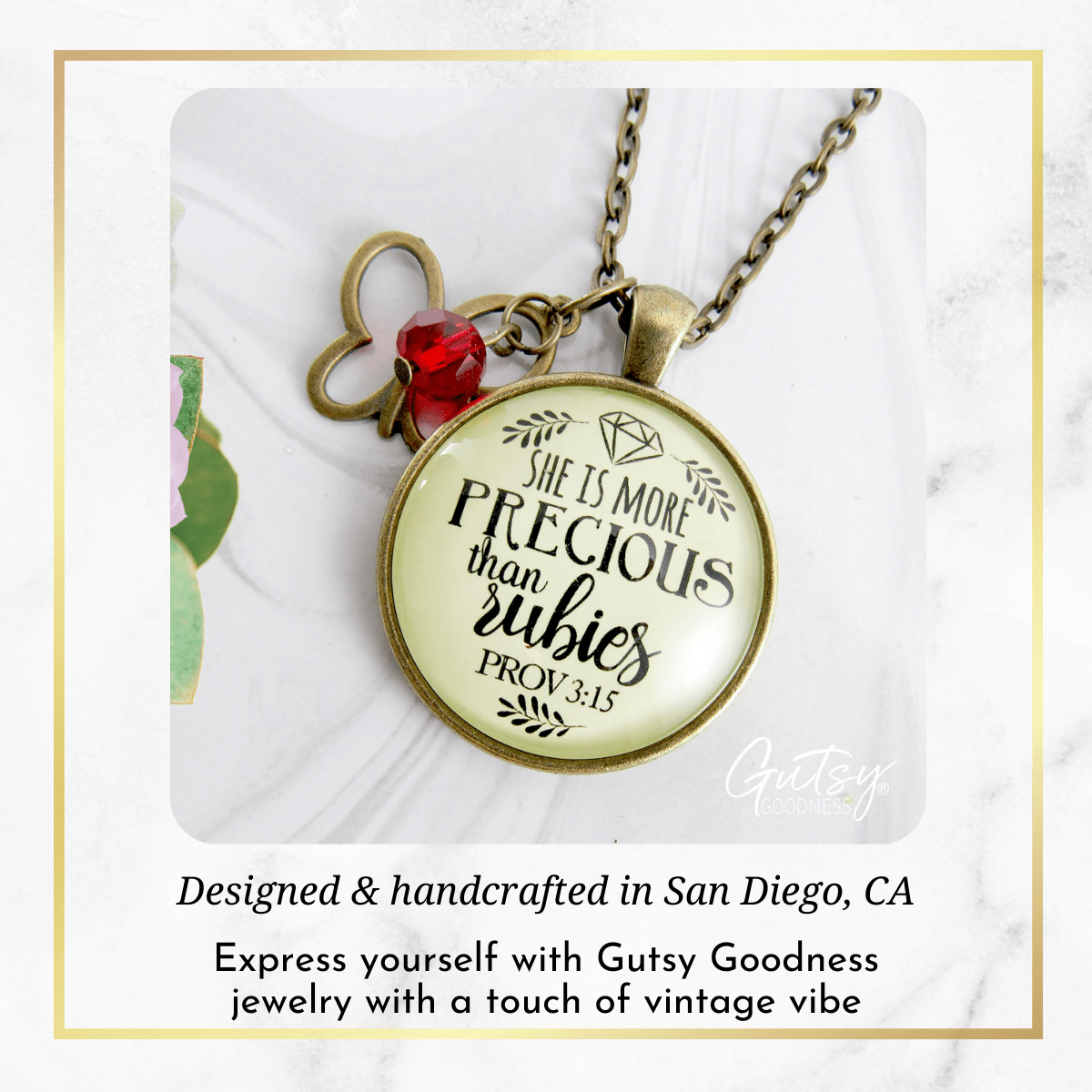 She More Precious Rubies Necklace Fashion Faith Inspire Jewelry Cherished Woman 36" - Gutsy Goodness Handmade Jewelry;She More Precious Rubies Necklace Fashion Faith Inspire Jewelry Cherished Woman 36" - Gutsy Goodness Handmade Jewelry Gifts