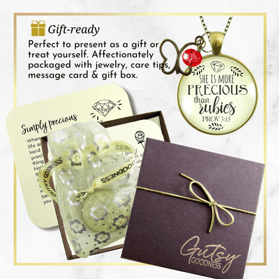 She More Precious Rubies Necklace Fashion Faith Inspire Jewelry Cherished Woman 36" - Gutsy Goodness Handmade Jewelry;She More Precious Rubies Necklace Fashion Faith Inspire Jewelry Cherished Woman 36" - Gutsy Goodness Handmade Jewelry Gifts
