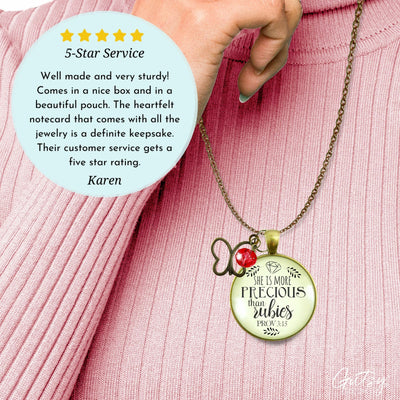 She More Precious Rubies Necklace Fashion Faith Inspire Jewelry Cherished Woman 36" - Gutsy Goodness Handmade Jewelry;She More Precious Rubies Necklace Fashion Faith Inspire Jewelry Cherished Woman 36" - Gutsy Goodness Handmade Jewelry Gifts