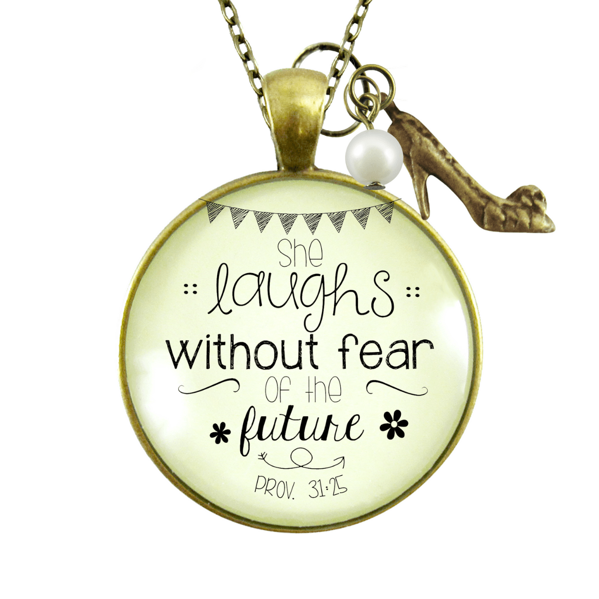 She Laughs Without Fear Faith Necklace Womens Proverb 31 Quote Jewelry - Gutsy Goodness;She Laughs Without Fear Faith Necklace Womens Proverb 31 Quote Jewelry - Gutsy Goodness Handmade Jewelry Gifts