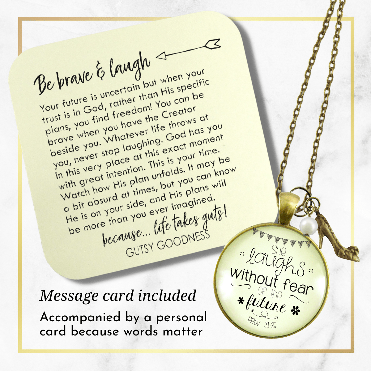 She Laughs Without Fear Faith Necklace Womens Proverb 31 Quote Jewelry - Gutsy Goodness;She Laughs Without Fear Faith Necklace Womens Proverb 31 Quote Jewelry - Gutsy Goodness Handmade Jewelry Gifts