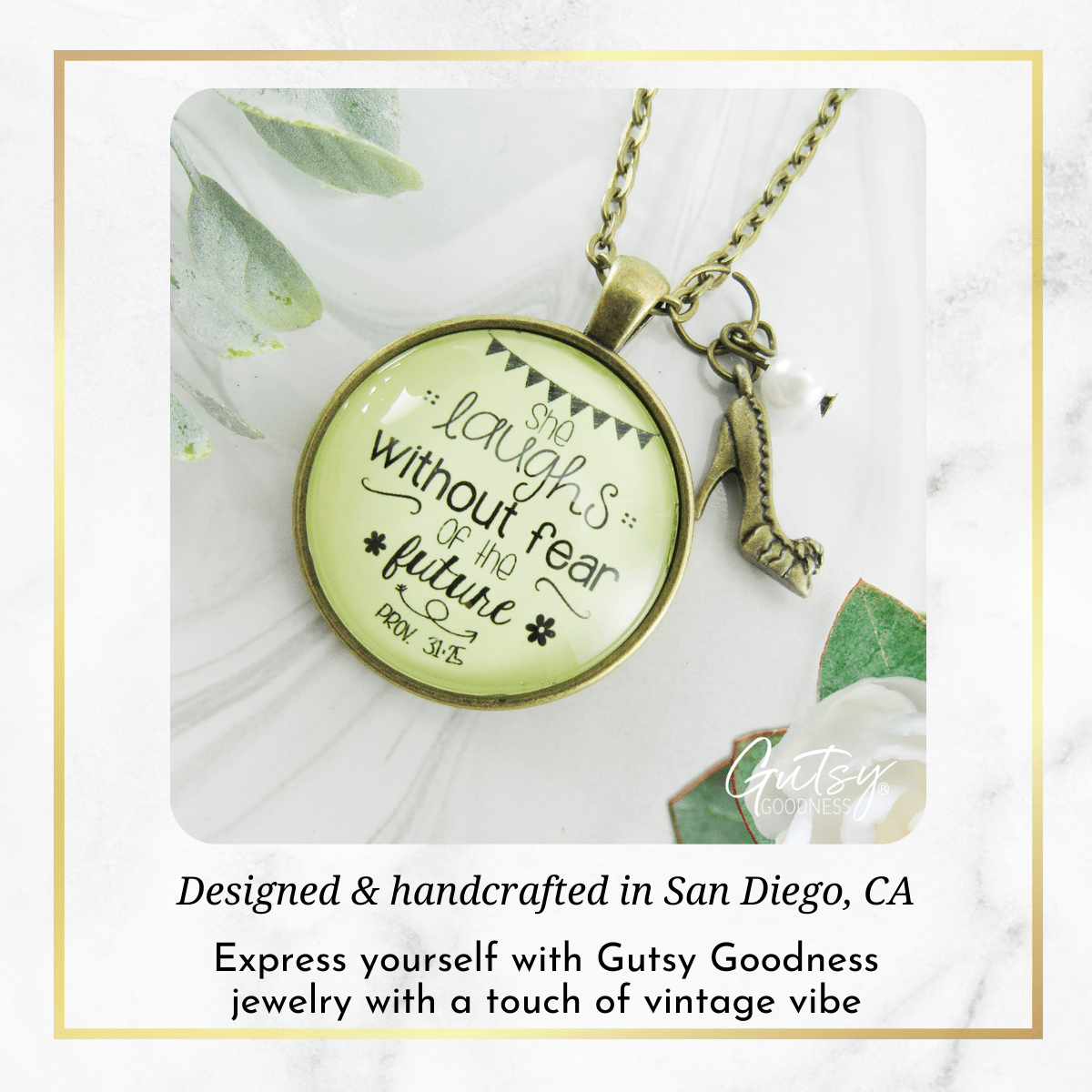 She Laughs Without Fear Faith Necklace Womens Proverb 31 Quote Jewelry - Gutsy Goodness;She Laughs Without Fear Faith Necklace Womens Proverb 31 Quote Jewelry - Gutsy Goodness Handmade Jewelry Gifts