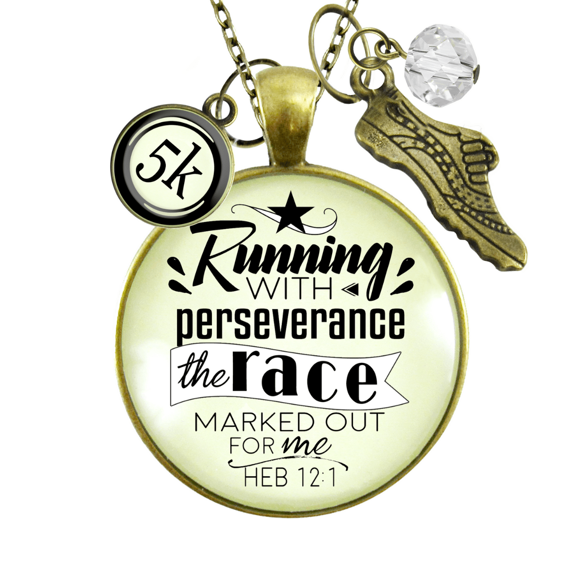 Runners Half Marathon Necklace 5k Run Perseverance Faith Jewelry - Gutsy Goodness Handmade Jewelry Gifts