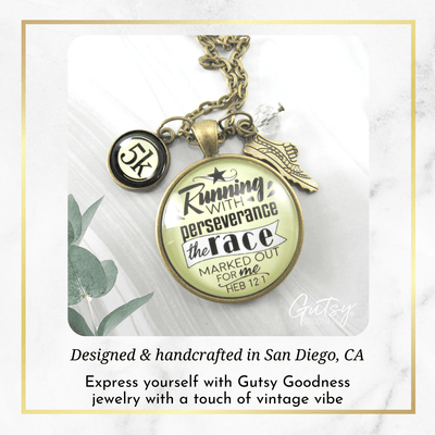 Runners Half Marathon Necklace 5k Run Perseverance Faith Jewelry - Gutsy Goodness Handmade Jewelry Gifts