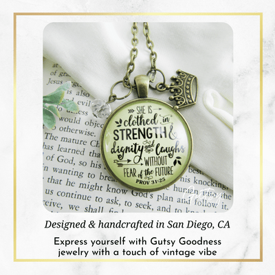 Gutsy Goodness Faith Necklace She Clothed Strength Dignity Jewelry Message Proverb 31 Crown Gift - Gutsy Goodness Handmade Jewelry;Faith Necklace She Clothed Strength Dignity Jewelry Message Proverb 31 Crown Gift - Gutsy Goodness Handmade Jewelry Gifts
