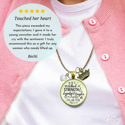 Gutsy Goodness Faith Necklace She Clothed Strength Dignity Jewelry Message Proverb 31 Crown Gift - Gutsy Goodness Handmade Jewelry;Faith Necklace She Clothed Strength Dignity Jewelry Message Proverb 31 Crown Gift - Gutsy Goodness Handmade Jewelry Gifts