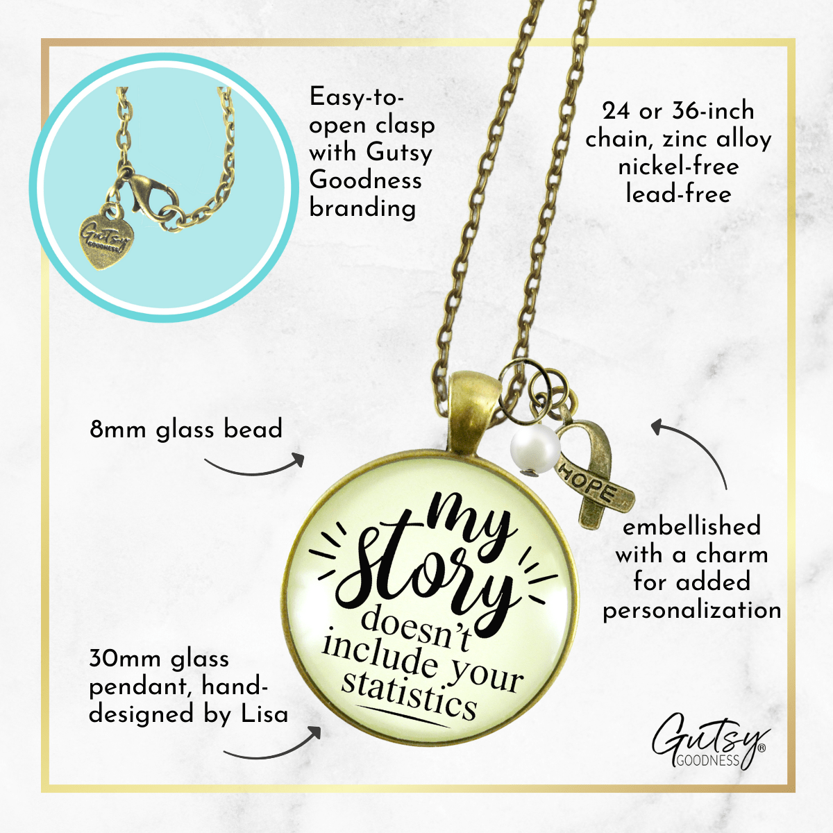Gutsy Goodness Survivor Necklace My Story Doesn't Include Statistics Funny Jewelry - Gutsy Goodness;Survivor Necklace My Story Doesn't Include Statistics Funny Jewelry - Gutsy Goodness Handmade Jewelry Gifts