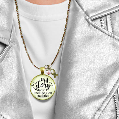 Breast Cancer Necklace My Story Doesn't Funny Survivor Jewelry Gift