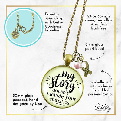 Breast Cancer Necklace My Story Doesn't Funny Survivor Jewelry Gift
