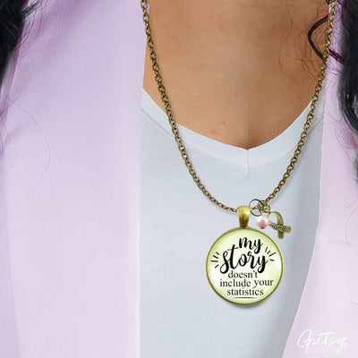 Breast Cancer Necklace My Story Doesn't Funny Survivor Jewelry Gift