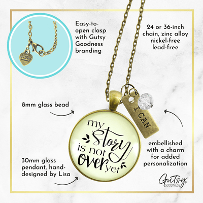 Gutsy Goodness My Story Isn't Over Yet Necklace Survivor Saying Warrior Jewelry Gift - Gutsy Goodness Handmade Jewelry;My Story Isn't Over Yet Necklace Survivor Saying Warrior Jewelry Gift - Gutsy Goodness Handmade Jewelry Gifts