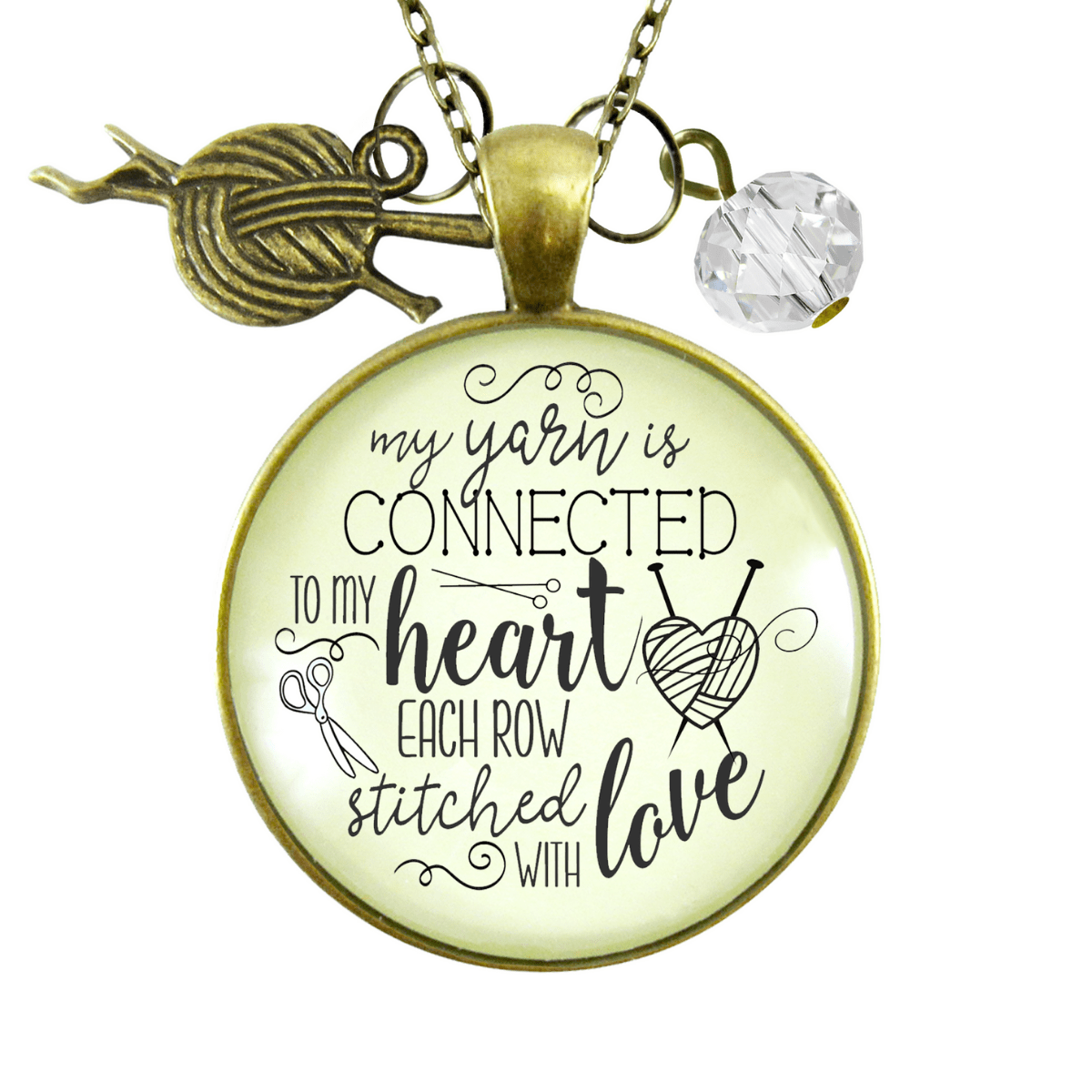 Gutsy Goodness Knitting Necklace Yarn is Connected Heart Knitters Jewelry Yarn Ball Charm - Gutsy Goodness Handmade Jewelry;Knitting Necklace Yarn Is Connected Heart Knitters Jewelry Yarn Ball Charm - Gutsy Goodness Handmade Jewelry Gifts