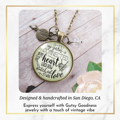 Gutsy Goodness Knitting Necklace Yarn is Connected Heart Knitters Jewelry Yarn Ball Charm - Gutsy Goodness Handmade Jewelry;Knitting Necklace Yarn Is Connected Heart Knitters Jewelry Yarn Ball Charm - Gutsy Goodness Handmade Jewelry Gifts