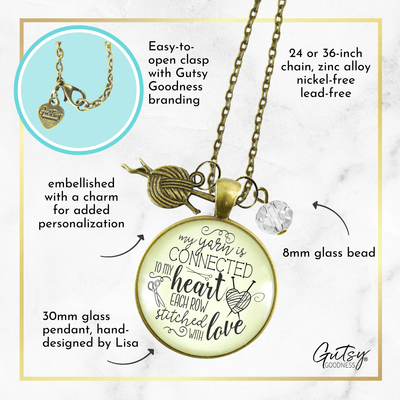 Gutsy Goodness Knitting Necklace Yarn is Connected Heart Knitters Jewelry Yarn Ball Charm - Gutsy Goodness Handmade Jewelry;Knitting Necklace Yarn Is Connected Heart Knitters Jewelry Yarn Ball Charm - Gutsy Goodness Handmade Jewelry Gifts