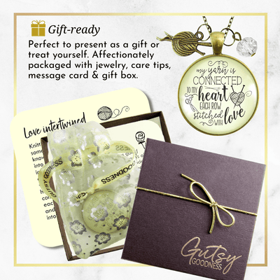 Gutsy Goodness Knitting Necklace Yarn is Connected Heart Knitters Jewelry Yarn Ball Charm - Gutsy Goodness Handmade Jewelry;Knitting Necklace Yarn Is Connected Heart Knitters Jewelry Yarn Ball Charm - Gutsy Goodness Handmade Jewelry Gifts