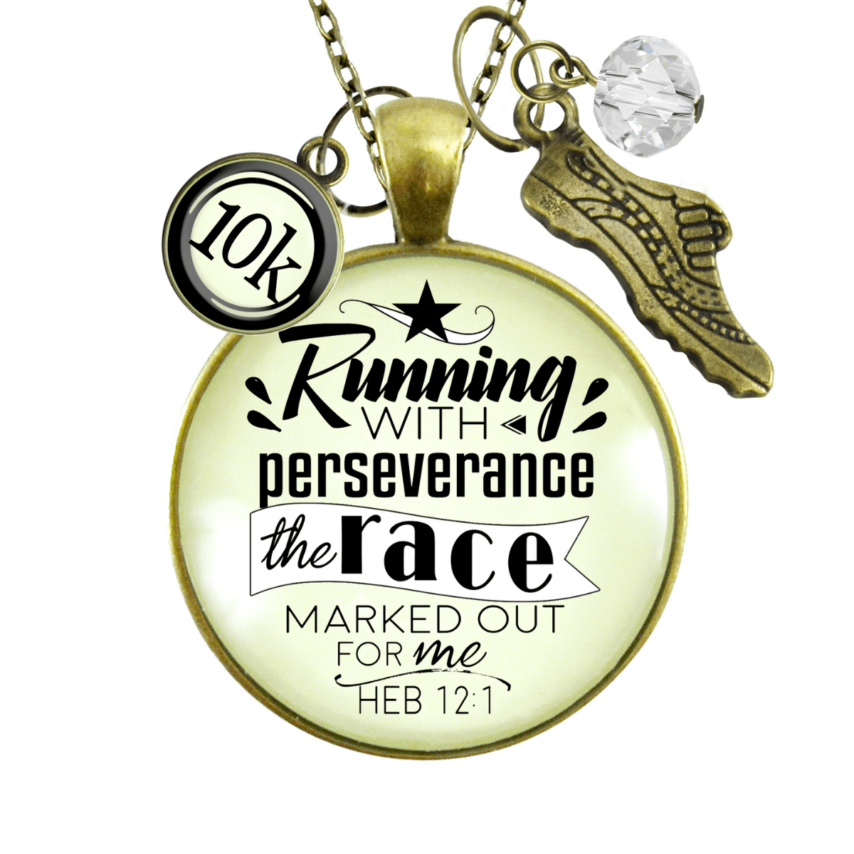 Runners Half Marathon Necklace 10k Run Perseverance Faith Jewelry - Gutsy Goodness Handmade Jewelry Gifts