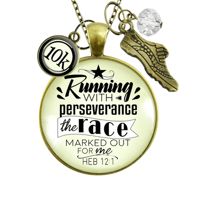 Runners Half Marathon Necklace 10k Run Perseverance Faith Jewelry - Gutsy Goodness Handmade Jewelry Gifts