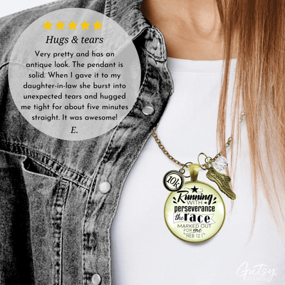 Runners Half Marathon Necklace 10k Run Perseverance Faith Jewelry - Gutsy Goodness Handmade Jewelry Gifts