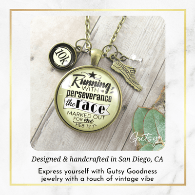 Runners Half Marathon Necklace 10k Run Perseverance Faith Jewelry - Gutsy Goodness Handmade Jewelry Gifts