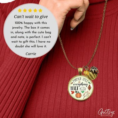 Gutsy Goodness Pumpkin Spice Necklace October Autumn Latte Theme Charm Jewelry - Gutsy Goodness Handmade Jewelry;Pumpkin Spice Necklace October Autumn Latte Theme Charm Jewelry - Gutsy Goodness Handmade Jewelry Gifts