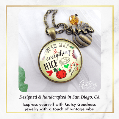Gutsy Goodness Pumpkin Spice Necklace October Autumn Latte Theme Charm Jewelry - Gutsy Goodness Handmade Jewelry;Pumpkin Spice Necklace October Autumn Latte Theme Charm Jewelry - Gutsy Goodness Handmade Jewelry Gifts