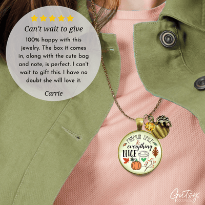 Gutsy Goodness Pumpkin Spice Necklace October Autumn Latte Theme Charm Jewelry - Gutsy Goodness Handmade Jewelry;Pumpkin Spice Necklace October Autumn Latte Theme Charm Jewelry - Gutsy Goodness Handmade Jewelry Gifts