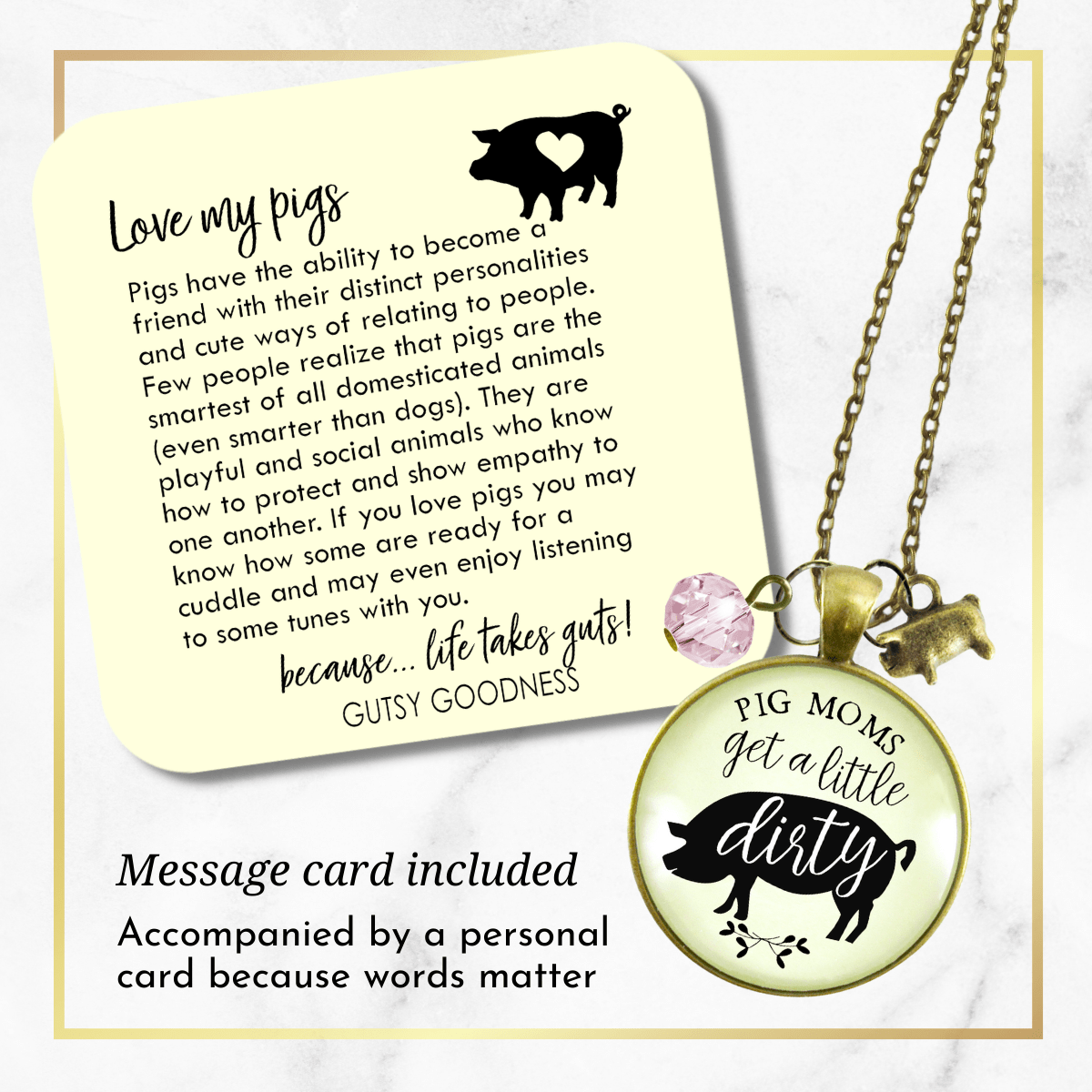 Gutsy Goodness Pig Necklace Quote Pig Moms Get Dirty Sassy Country Girl Jewelry - Gutsy Goodness;Pig Necklace Quote Pig Moms Get Dirty Sassy Country Girl Jewelry - Gutsy Goodness Handmade Jewelry Gifts