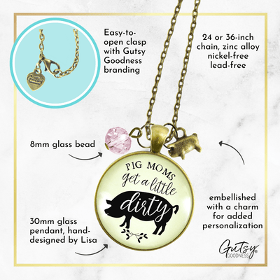 Gutsy Goodness Pig Necklace Quote Pig Moms Get Dirty Sassy Country Girl Jewelry - Gutsy Goodness;Pig Necklace Quote Pig Moms Get Dirty Sassy Country Girl Jewelry - Gutsy Goodness Handmade Jewelry Gifts