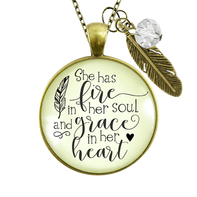 Gutsy Goodness She Has Fire In Her Soul Necklace Grace In Heart Handmade Jewelry Feather Charm - Gutsy Goodness Handmade Jewelry;She Has Fire In Her Soul Necklace Grace In Heart Handmade Jewelry Feather Charm - Gutsy Goodness Handmade Jewelry Gifts
