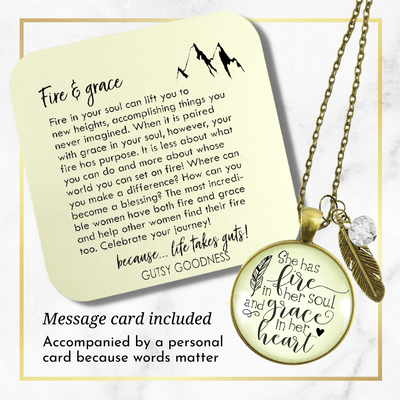 Gutsy Goodness She Has Fire In Her Soul Necklace Grace In Heart Handmade Jewelry Feather Charm - Gutsy Goodness Handmade Jewelry;She Has Fire In Her Soul Necklace Grace In Heart Handmade Jewelry Feather Charm - Gutsy Goodness Handmade Jewelry Gifts