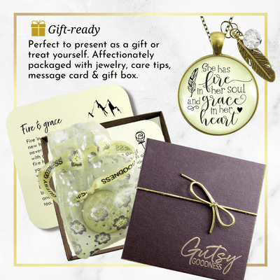 Gutsy Goodness She Has Fire In Her Soul Necklace Grace In Heart Handmade Jewelry Feather Charm - Gutsy Goodness Handmade Jewelry;She Has Fire In Her Soul Necklace Grace In Heart Handmade Jewelry Feather Charm - Gutsy Goodness Handmade Jewelry Gifts