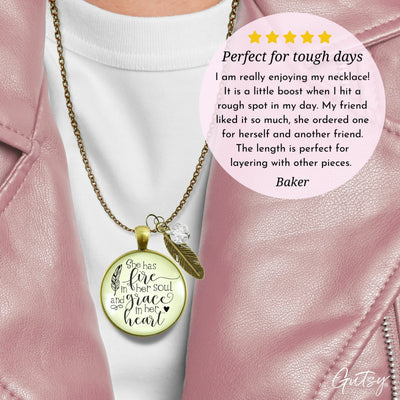 Gutsy Goodness She Has Fire In Her Soul Necklace Grace In Heart Handmade Jewelry Feather Charm - Gutsy Goodness Handmade Jewelry;She Has Fire In Her Soul Necklace Grace In Heart Handmade Jewelry Feather Charm - Gutsy Goodness Handmade Jewelry Gifts