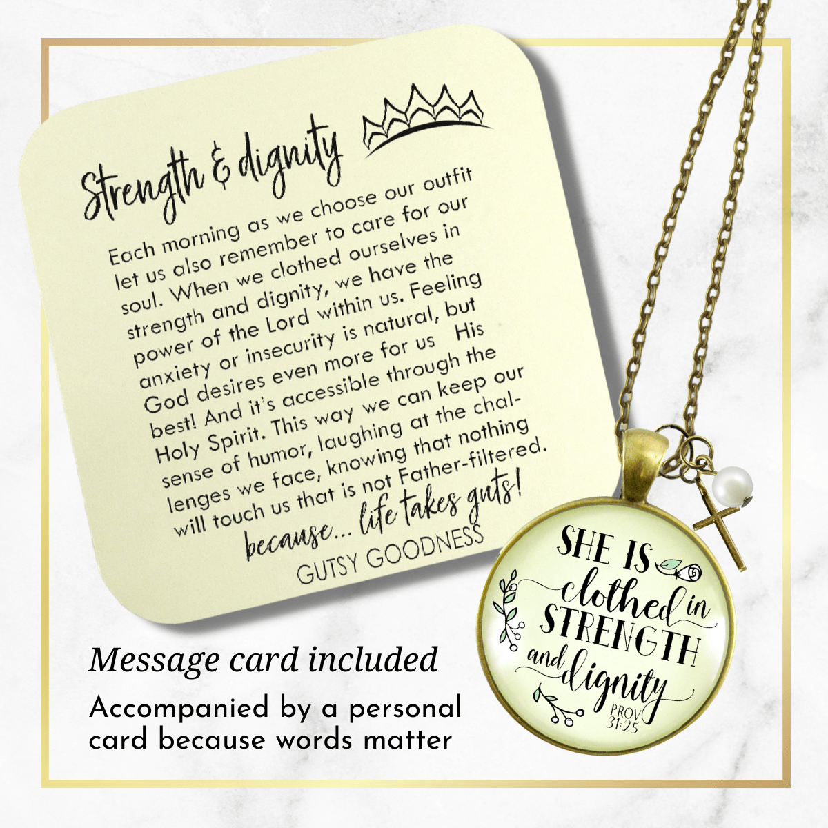 Gutsy Goodness Faith Necklace She Clothed Strength Dignity Women Truth Proverb 31 Believer Gift - Gutsy Goodness Handmade Jewelry;Faith Necklace She Clothed Strength Dignity Women Truth Proverb 31 Believer Gift - Gutsy Goodness Handmade Jewelry Gifts