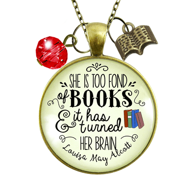 Gutsy Goodness Book Necklace She Is Too Fond Literary Louisa May Alcott Jewelry Blue Charm - Gutsy Goodness Handmade Jewelry;Book Necklace She Is Too Fond Literary Louisa May Alcott Jewelry Blue Charm - Gutsy Goodness Handmade Jewelry Gifts