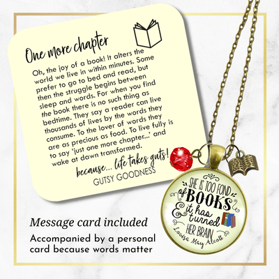Gutsy Goodness Book Necklace She Is Too Fond Literary Louisa May Alcott Jewelry Blue Charm - Gutsy Goodness Handmade Jewelry;Book Necklace She Is Too Fond Literary Louisa May Alcott Jewelry Blue Charm - Gutsy Goodness Handmade Jewelry Gifts