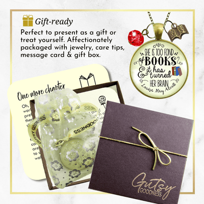 Gutsy Goodness Book Necklace She Is Too Fond Literary Louisa May Alcott Jewelry Blue Charm - Gutsy Goodness Handmade Jewelry;Book Necklace She Is Too Fond Literary Louisa May Alcott Jewelry Blue Charm - Gutsy Goodness Handmade Jewelry Gifts