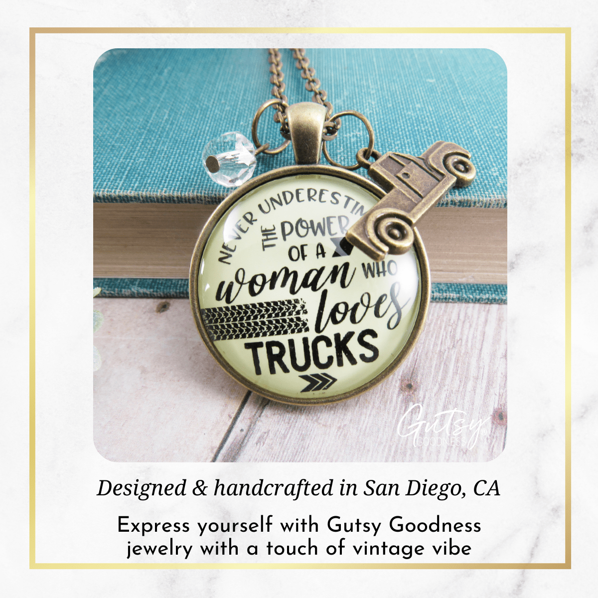 Gutsy Goodness Truck Charm Necklace Never Underestimate Woman Loves Country Jewelry - Gutsy Goodness Handmade Jewelry;Truck Charm Necklace Never Underestimate Woman Loves Country Jewelry - Gutsy Goodness Handmade Jewelry Gifts