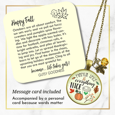Gutsy Goodness Pumpkin Spice Necklace Latte Theme Autumn Vintage Bronze Gift Jewelry - Gutsy Goodness;Pumpkin Spice Necklace Latte Theme Autumn Vintage Bronze Gift Jewelry - Gutsy Goodness Handmade Jewelry Gifts