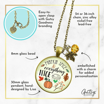 Gutsy Goodness Pumpkin Spice Necklace Latte Theme Autumn Vintage Bronze Gift Jewelry - Gutsy Goodness;Pumpkin Spice Necklace Latte Theme Autumn Vintage Bronze Gift Jewelry - Gutsy Goodness Handmade Jewelry Gifts