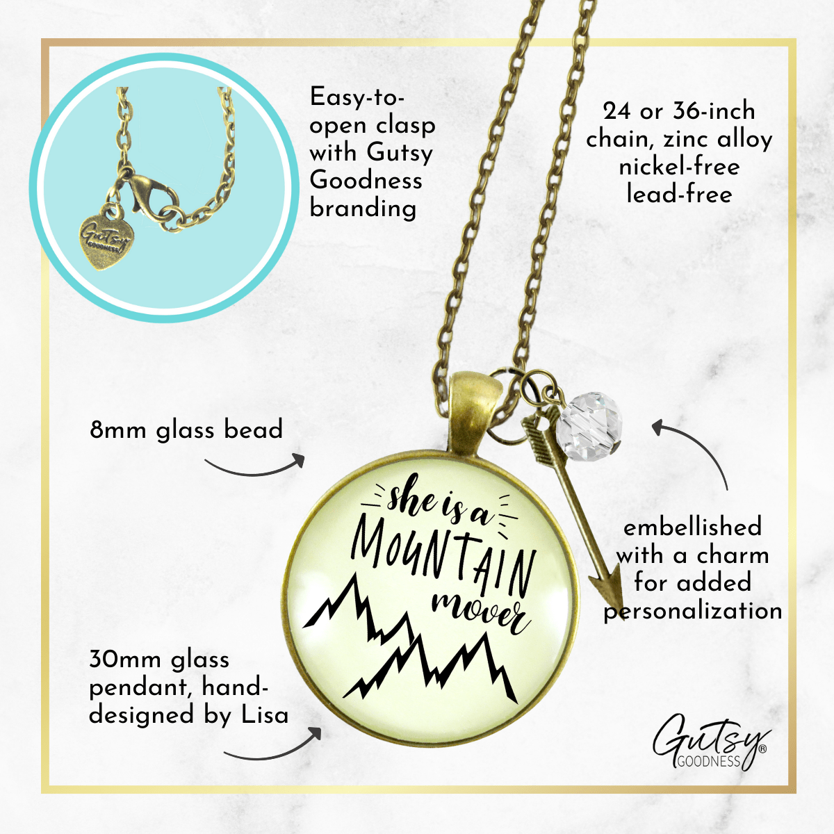 Gutsy Goodness She is a Mountain Mover Necklace Motivated Life Attitude Jewelry - Gutsy Goodness Handmade Jewelry;She Is A Mountain Mover Necklace Motivated Life Attitude Jewelry - Gutsy Goodness Handmade Jewelry Gifts