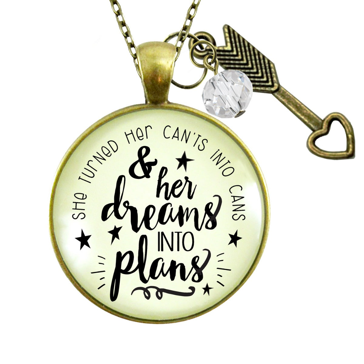 Dreams Into Plans Necklace Positive Life Words Boss Lady Jewelry  Necklace - Gutsy Goodness Handmade Jewelry
