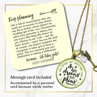 Dreams Into Plans Necklace Positive Life Words Boss Lady Jewelry  Necklace - Gutsy Goodness Handmade Jewelry