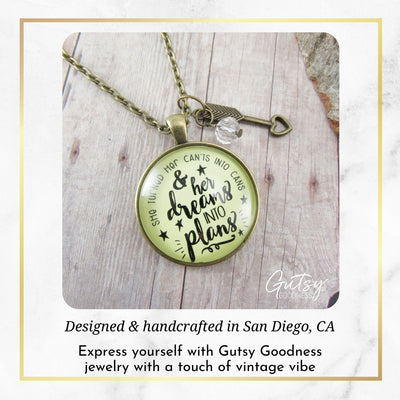 Dreams Into Plans Necklace Positive Life Words Boss Lady Jewelry  Necklace - Gutsy Goodness Handmade Jewelry