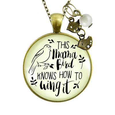 Mama Bird Necklace 2 Kids Wings It Baby Bird Charm Gift Mom Jewelry 36" - Gutsy Goodness Handmade Jewelry;Mama Bird Necklace 2 Kids Wings It Baby Bird Charm Gift Mom Jewelry - Gutsy Goodness Handmade Jewelry Gifts