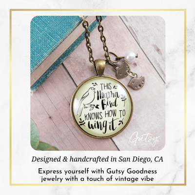 Mama Bird Necklace 2 Kids Wings It Baby Bird Charm Gift Mom Jewelry 36" - Gutsy Goodness Handmade Jewelry;Mama Bird Necklace 2 Kids Wings It Baby Bird Charm Gift Mom Jewelry - Gutsy Goodness Handmade Jewelry Gifts