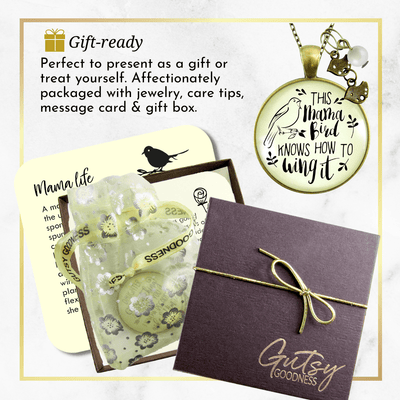 Mama Bird Necklace 2 Kids Wings It Baby Bird Charm Gift Mom Jewelry 36" - Gutsy Goodness Handmade Jewelry;Mama Bird Necklace 2 Kids Wings It Baby Bird Charm Gift Mom Jewelry - Gutsy Goodness Handmade Jewelry Gifts