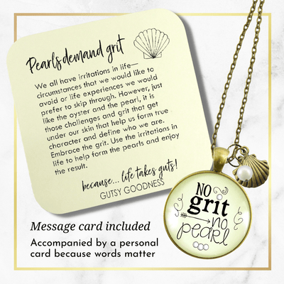 Gutsy Goodness No Grit No Pearl Strength Necklace Southern Inspired Saying Jewelry - Gutsy Goodness;No Grit No Pearl Strength Necklace Southern Inspired Saying Jewelry - Gutsy Goodness Handmade Jewelry Gifts