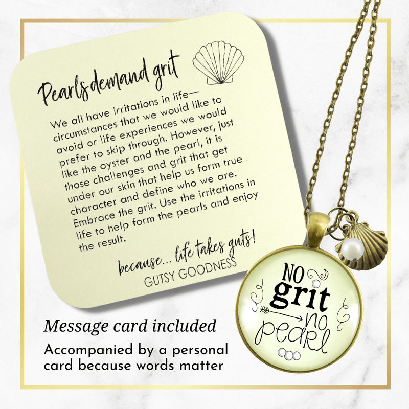 Gutsy Goodness No Grit No Pearl Strength Necklace Southern Inspired Saying Jewelry - Gutsy Goodness;No Grit No Pearl Strength Necklace Southern Inspired Saying Jewelry - Gutsy Goodness Handmade Jewelry Gifts